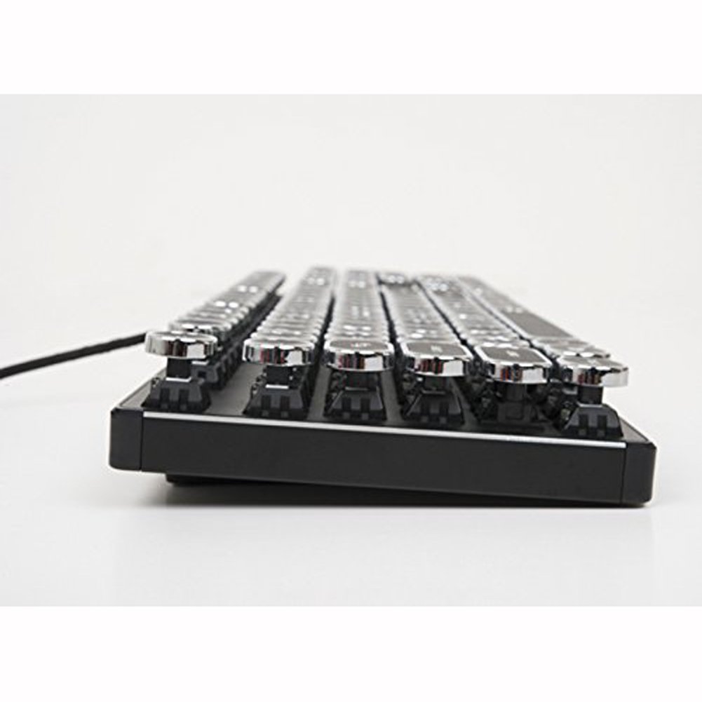 (ABKO) K830 アルミニウム レトロ サークル キーキャップ ホワイト LED 10キーレス メカニカル キーボード ゲーム キーボード 英語 韓国 レイアウト 104キー