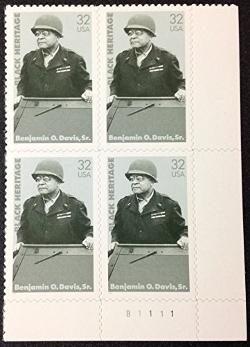 1997 BENJAMIN O DAVIS SR. ~ BLACK HERITAGE #3121 Plate Block of 4 x 32 cents US Postage Stamps