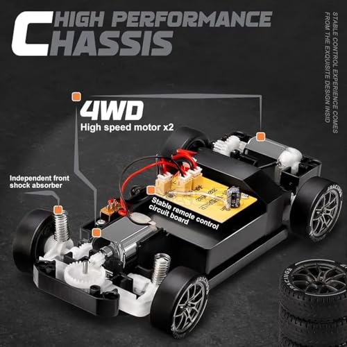 Drift RC Car 1:24 Scale – 4WD High-Speed Remote Control Racing Car with LED Flashing Lights, All-Terrain Dual Tires, USB Charging & Accessories for Ultimate Drifting Fun