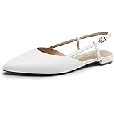DREAM PAIRS Slingback Flats for Women, Pointed-Toe Elegant Women's Ballet Flats with Buckle Strap, Classic Low Heel Dress Shoes for Casual Work Office Party