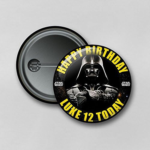 Dalton Designs UK Star Wars Darth Vader (7.7cm) Personalised Pin Badge Printed in Hi-RES Photo Quality