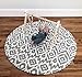 Baby Play Mat | One-Piece Reversible Foam Floor Mat | Large | Eco-Friendly | Extra Soft | Non-Toxic | Baby | Toddlers | Kids (Grey Ikat + Stripe, Round)