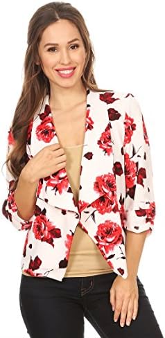 Women's Solid & Printed Open Blazer Cardigan Jacket/Made in USA