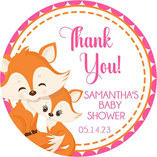 Amazon Com Girls Woodland Fox Baby Shower Sticker Labels