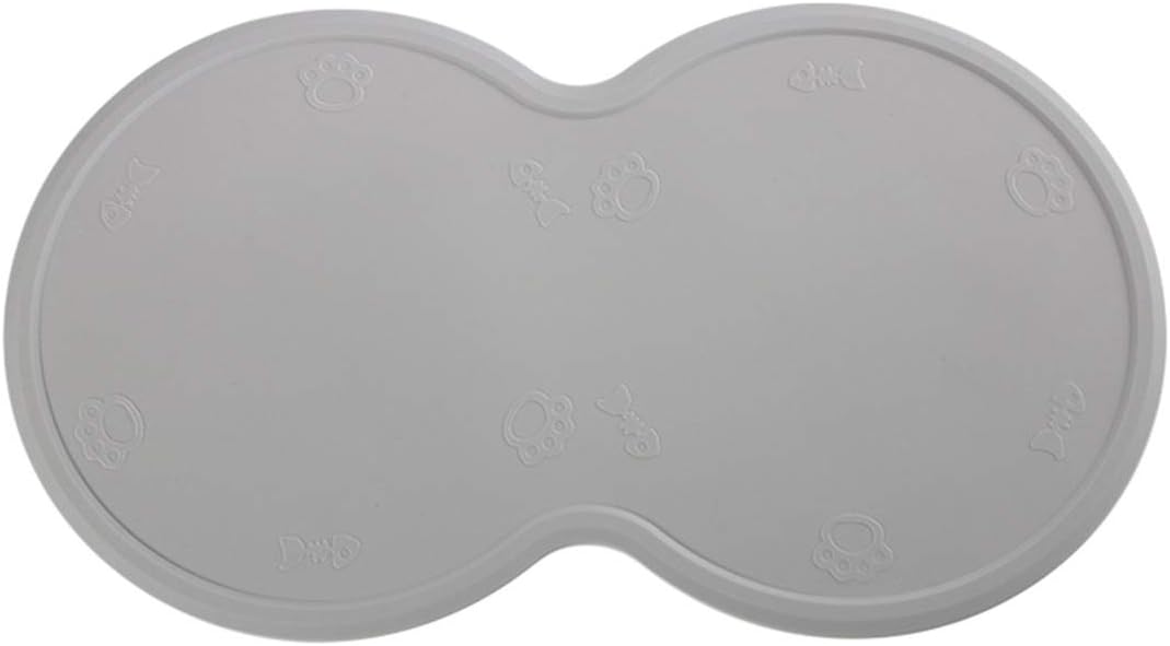 SH-RuiDu Silicone Pet Feeding Placemat Anti-Skid Spill-Proof Dog Cat Food Mat for 2 Bowls