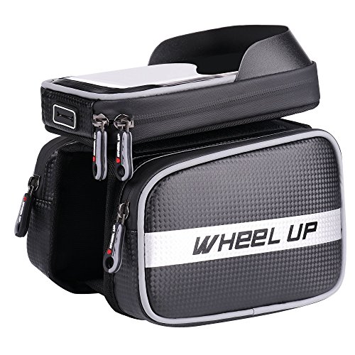 Great Dipper Wheel UP Bike Frame Bag Touch Screen | Tough Case | Large Safty Reflective| Mobile Cell Phone Bag Top Tube Bag for 6.2”Phone