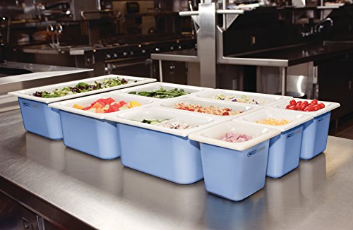 Carlisle CM1104C1402 Coldmaster CoolCheck 6" Deep Sixth-Size Insulated Cold Food Pan, 1.6 Quart, Color Changing, White/Blue