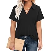 RITERA Plus Size Tops for Womens Polo Shirt Zipper Tshirt Office Business V Neck Tunic Work Blouses Dressy Collared Clothes