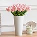 StillCool Artificial Flowers Tulip 12pc/set Pu Stunning Holland Mini Tulip Real Touch Wedding Flower Artificial Flowers Latex Plants for Party Home Hotel Event Christmas Gift Decoration (Light Pink)