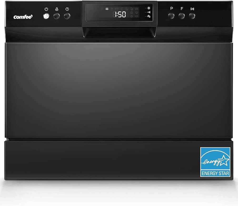 COMFEE’ Countertop Dishwasher, Energy Star Portable Dishwasher, 6 Place Settings & 8 Washing Programs, Speed, Baby-Care, ECO&