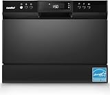 COMFEE’ Countertop Dishwasher, Energy Star Portable Dishwasher, 6 Place Settings & 8 Washing Programs, Speed, Baby-Care, ECO& Glass, Dish Washer for Dorm, RV& Apartment, Black