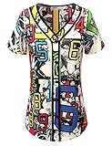 J.TOMSON Women's Number Print Baseball Jersey WHITEMULTI M