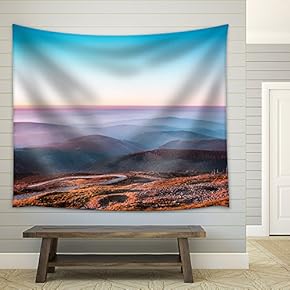 Landscape with Mountain at Dusk - Fabric Wall Tapestry Home Decor - 51x60 inches