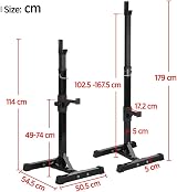 Yaheetech Adjustable Squat Rack Heavy Duty Barbell Stand 250kg 114-179cm view 2