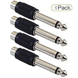 ATC Nickel Plated RCA Female to 1/4" TS Audio Molded Adapter,Suitable for Cameras, Headphones, Speakers, MP3 Players (Pack of 4)