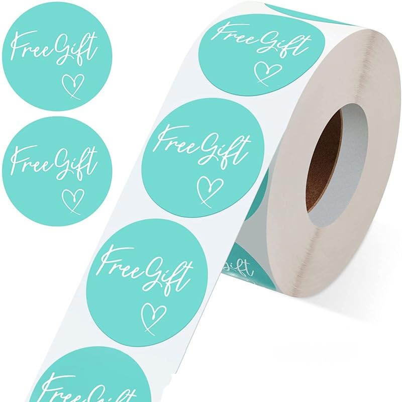 MajorCrafts 500 Labels per roll 25mm 1." Wide 'Free Gift' Printed Promotion Round Stickers (Blue - V157)