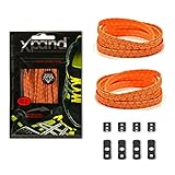 Xpand No Tie Shoelaces System with Reflective Elastic Laces - Neon Orange - One Size Fits All Adult and Kids Shoes