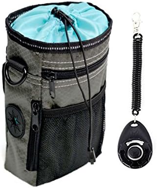 Dog Treat Pouch with Training Clicker,Espier Pet Training Bag with Poop Bag Dispenser,Belt Clip&Shoulder Strap Carries Treats and Toys-3 Ways To Wear