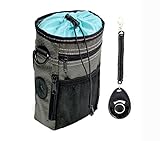 Dog Treat Pouch with Training Clicker,Espier Pet Training Bag with Poop Bag Dispenser,Belt Clip&Shoulder Strap Carries Treats and Toys-3 Ways To Wear