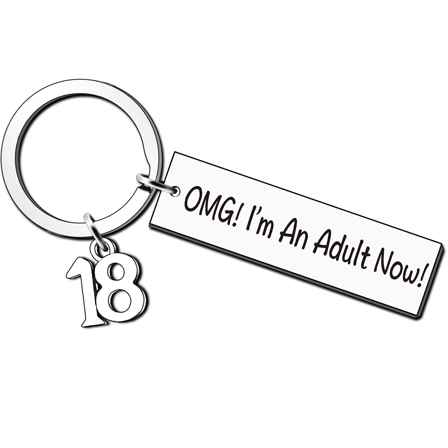 AMZQ 18th Birthday Gifts for Boys Girls Funny 18th Birthday Keyring Present