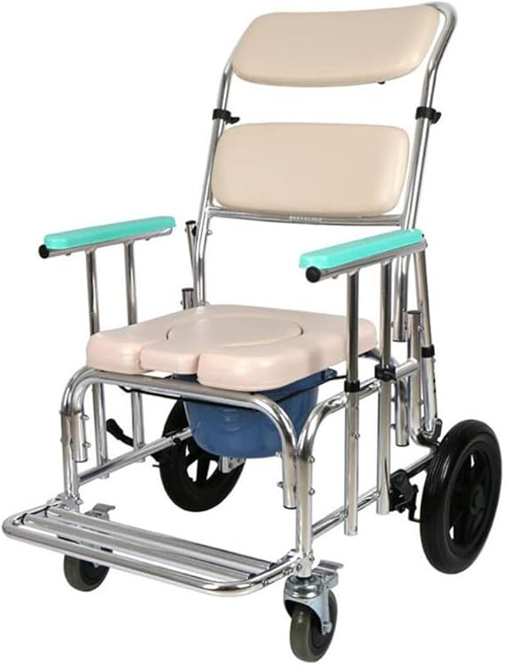 Jmung Sedia Comoda WC con Ruote Carrozzina Alluminio Seduta E Braccioli