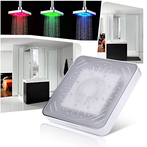 DELIPOP Shower Head 3 Colors Changing LED Showerhead Bathroom Rainfall