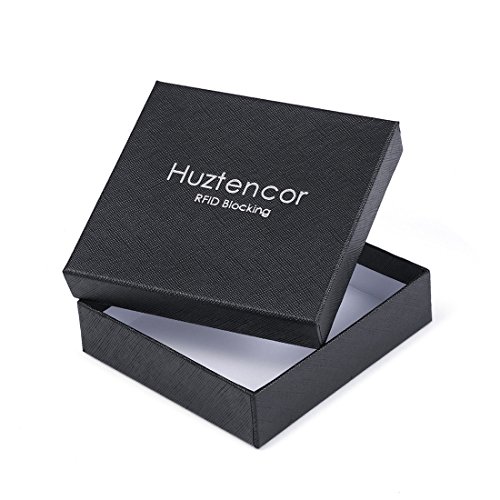 Huztencor Zipper Wallet Men Leather RFID Blocking Wallets for Men with ID Card Window Secure Zip Around Bifold Wallets Brown(FBA)