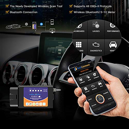KOLSOL Wireless Bluetooth Car OBD2 Scanner ELM327 Code Reader Diagnostic Tool for iOS and Android with Switch