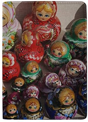 Colorful Russian Nesting Dolls Blocking Print Passport Holder Cover Case Travel Luggage Passport Wallet Card Holder Made with Leather for Men Women Kids Family