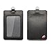 Badge Holder, 2-Sided Vertical Style PU Leather ID Badge Holder with 1 ID Window and 1 Card Slot and 1 piece 31 inch Polyester Detachable Neck Lanyard / Strap,3 pcs Black