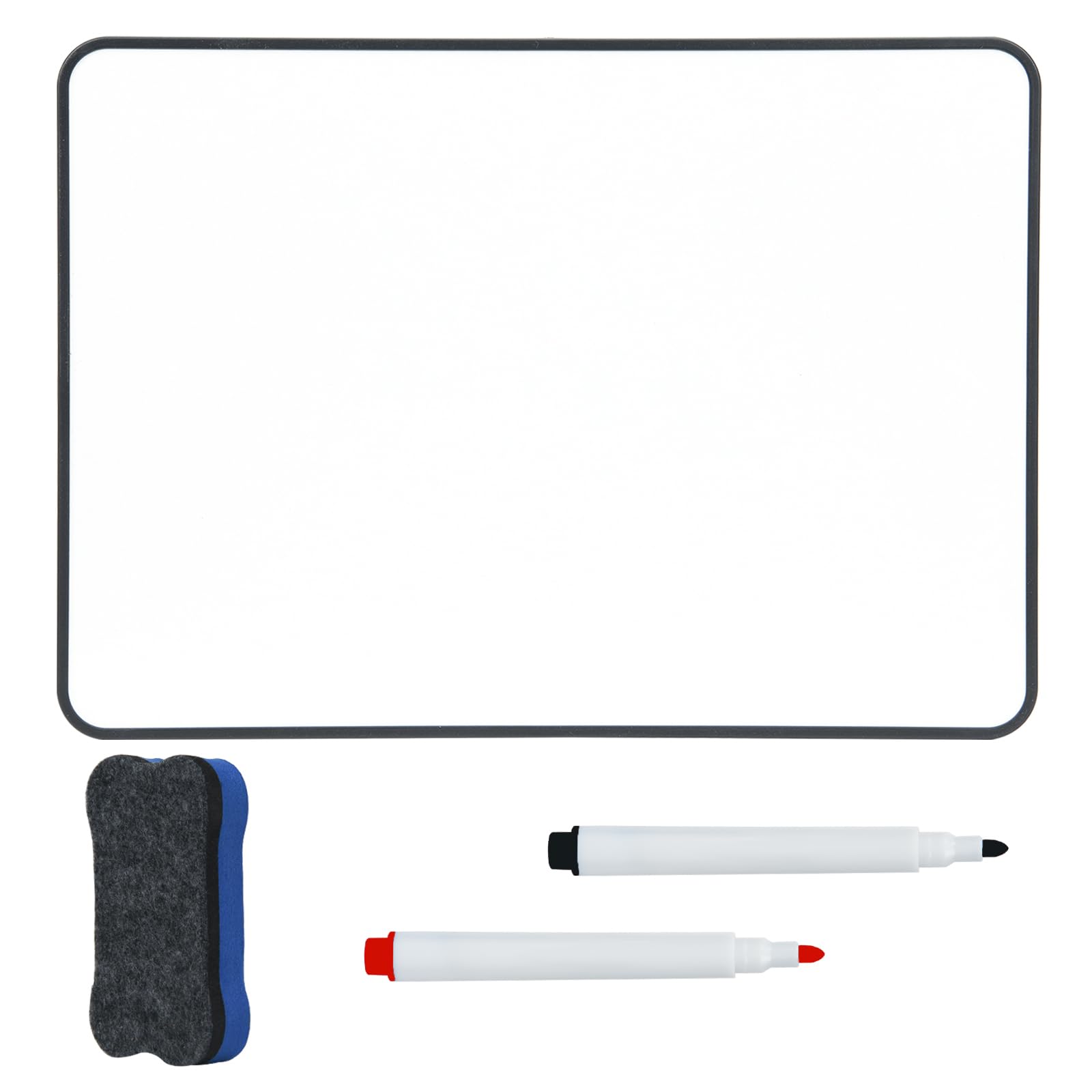 Hiziwimi 1Pcs 30X21cm Dry Erase Mini White Boards, A4 Double-Sided White Board with Black Frame, with 4Pcs Marker and 4Pcs Board Eraser, Portable Whiteboard for Drawing and Writing