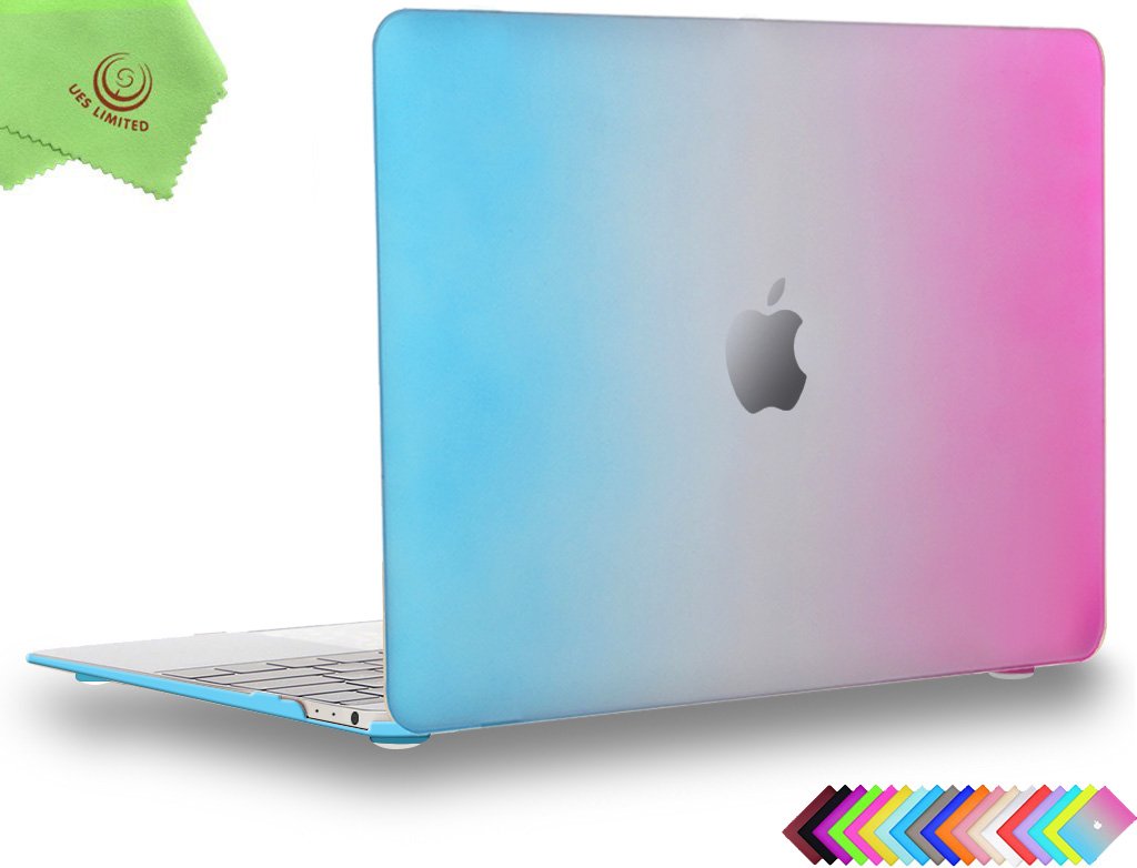 UESWILL Smooth Touch Matte Hard Shell Case Cover Compatible with 12 inch MacBook with Retina Display (Model: A1534) + Microfibre Cleaning Cloth, Rainbow — image 1