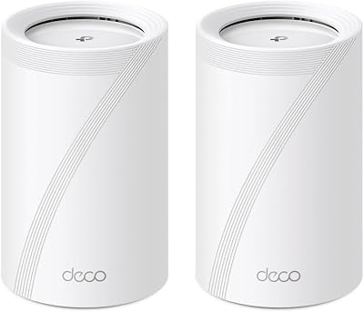 Deco BE65 𝐖𝐢-𝐅𝐢 𝟕 Mesh WLAN Set (2er-Pack), BE9300 Tri-Band Router und Repeater (6 GHz, 2.5 Gbit/s Ethernet Port, 9 Gbps WLAN Geschwindigkeit, WPA3, 320 MHz Kanäle)