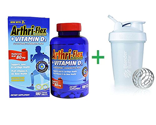 21st Century, Arthri-Flex Advantage, + Vitamin D3, 180 Coated Tablets, Shaker Bottle Assorted Colors 20 Oz
