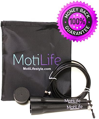Speed Jump Rope Blazing Fast to Increase Speed, Agility, and Quickness Effortlessly - Perfect for Crossfit Boxing MMA WOD Fitness Tranining - Portable - Adjustable - Premium Quality - Bonus Carry Case