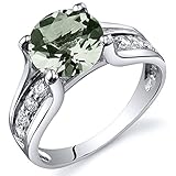 Green Amethyst Solitaire Style Ring Sterling Silver 1.75 Carats Sizes 5 to 9