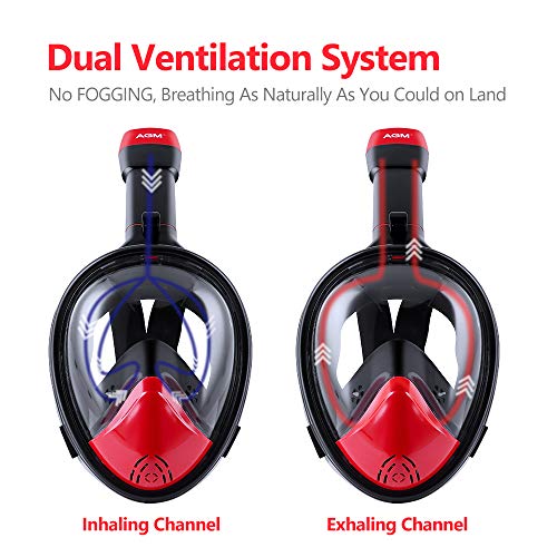 EVOLAND Snorkel Mask Full Face for Kids Youth, Diving Snorkeling Mask Anti-Fog Set with Fins, 180Â° View, GoPro Mount, Easy Breath Dry Top Design, Adjustable Head Straps