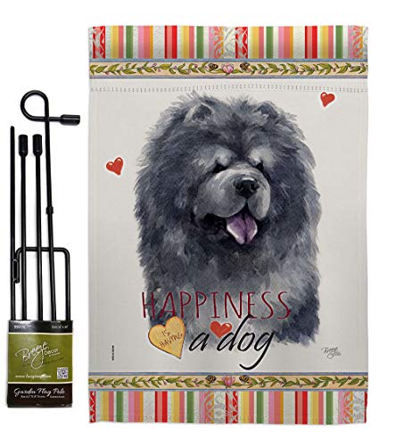 Breeze Decor Black Chow Happiness Garden Flag Set with Stand Dog Puppy Spoiled…
