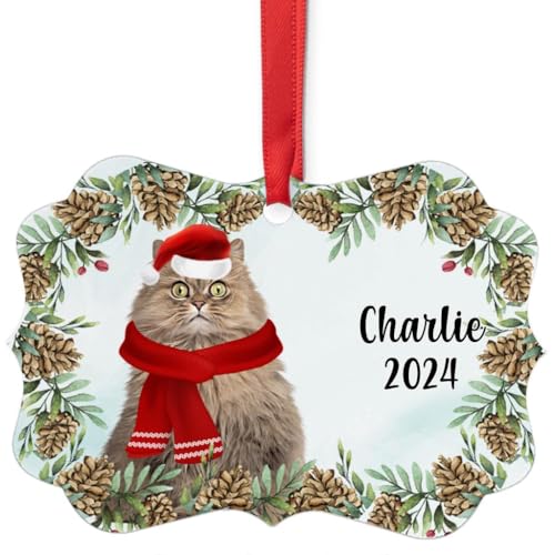 Chocolate Persian Cat Christmas Ornament 2024