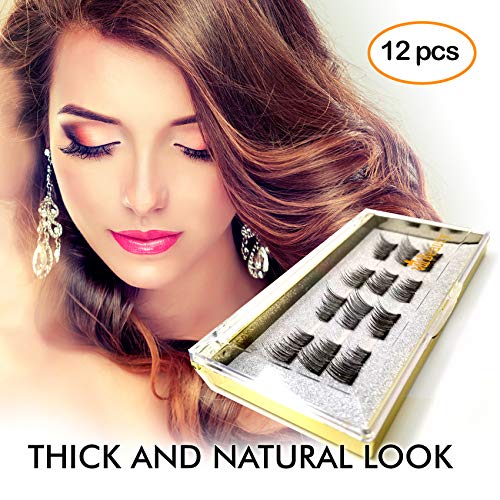 12 PCS Upgraded Magnetic Eyelashes, Best Magnetic Eyelashes, Ultra Thin Dual Magnetic Eyelashes, Natural Look, Upgrade Fiber and Reusable Magnetic Eyelashes, Best 3D Magnetic Eyelashes for 2018