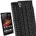 igadgitz Black Silicone Skin Case Cover with Tyre Tread Design for Sony Xperia Z Android Smartphone Cell Phone + Screen Protector