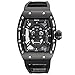 Skone Unique Skull Watches for Men, Cool Skeleton Sports Waterproof Mens Rectangle Watches Gift, Fashion Silicone Big Face Watches for Men reloj de Hombre