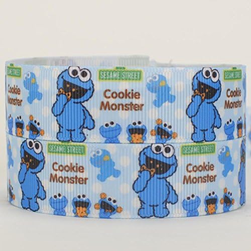 10yards 7/8 22mm Sesame Street cookie monster ribbon printed Grosgrain Ribbon