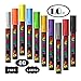 Chalk Markers, Blusmart 10pcs Bright Liquid Glass Window Pens with 40pcs Chalkboard Labels, Wet Wipe Erasable, 6mm Reversible Tips, Children Friendly