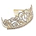 PIXNOR Wedding Bridal Tiara with Comb Rhinestone Crystal Bridal Wedding Tiara Headband (Gold)