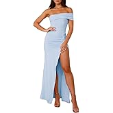 Elegant Off The Shoulder Bodycon High Slit Maxi Dress Sexy Strapless Twist Front Split Midi Dresses Evening Gowns