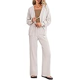 Tankaneo Womens 2 Piece Sweater Sets Oversized Tie Front Cardigan Elastic Waist Pants 2025 Matching Loungewear