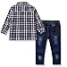 Ferenyi US Kids Clothing Boys Casual Short Sleeved Plaid Shirt and Denim Jeans Sets (4-5 years, Black)