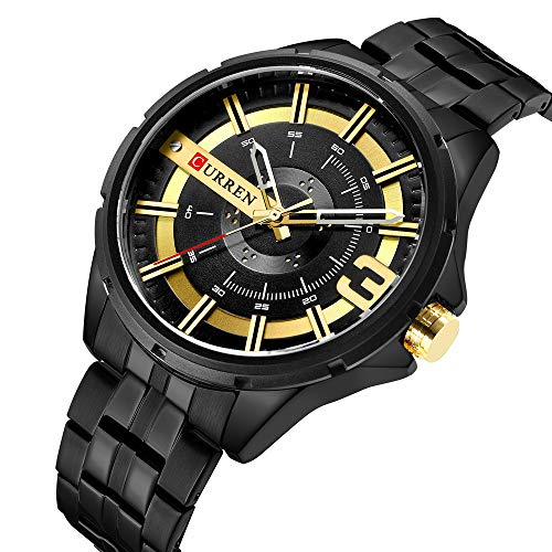 Relojes de oro para los hombres CURREN reloj de negocios reloj de los hombres moda cuarzo acero inoxidable pulsera impermeable - Imagen 6