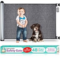 2019 New Retractable Baby Gate - Extra Wide Baby Safety Gate and Pet Gate for Stairs, Doors, and More - Mesh Baby Gate with Easy Latch and Flexible Design Fits Most Spaces [Black]